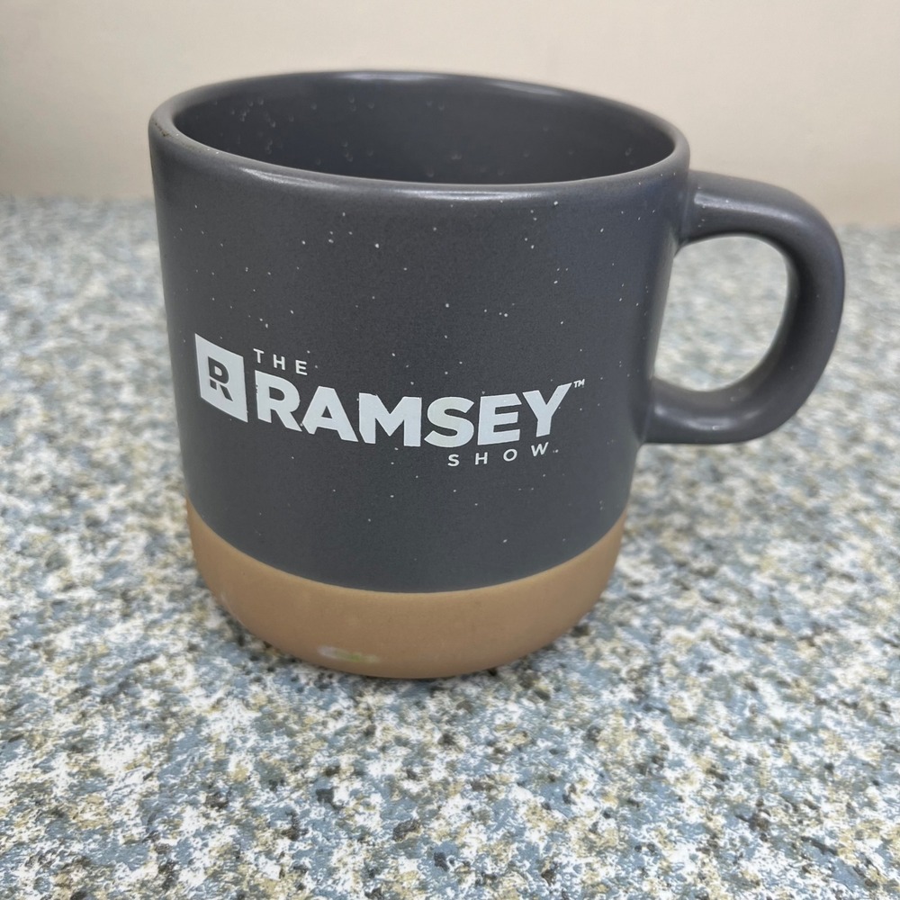 The Ramsey Show Coffee Mug Grey Tan Ceramic Dave Ramsey Financial Peace 12oz